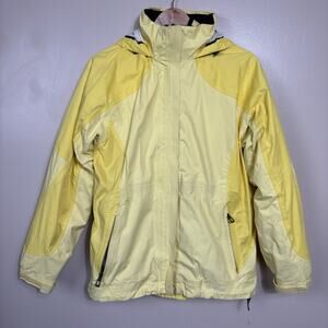 LL Bean Womens Yellow 3-in-1 Jacket Zip Up Fleece Size M Waterproof Shell Ski